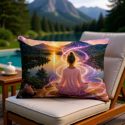 Mountain Meditation | Faux Suede Pillow | Polyester Filling | 13x19 in | Printed on Both Sides