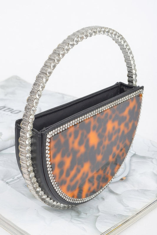 Rhinestone Handle Tortoise Bag - Meta Description