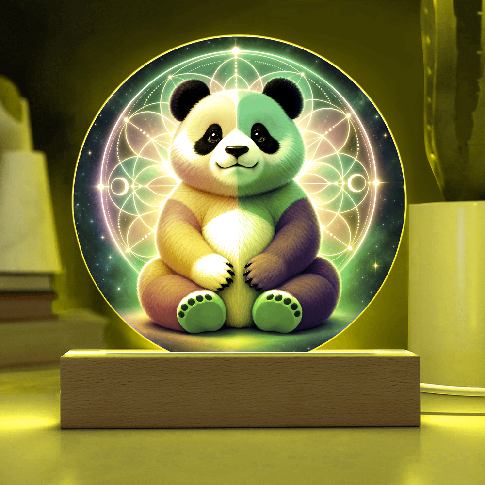 Cotton Candy Panda | Acrylic Round LED Plaque