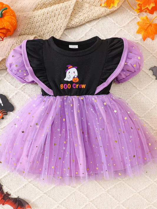 Children's Halloween 'BOO Crew' Ghost Graphic Tulle Tutu Dress | 6M-4Y - variant_color - variant_size - variant_option