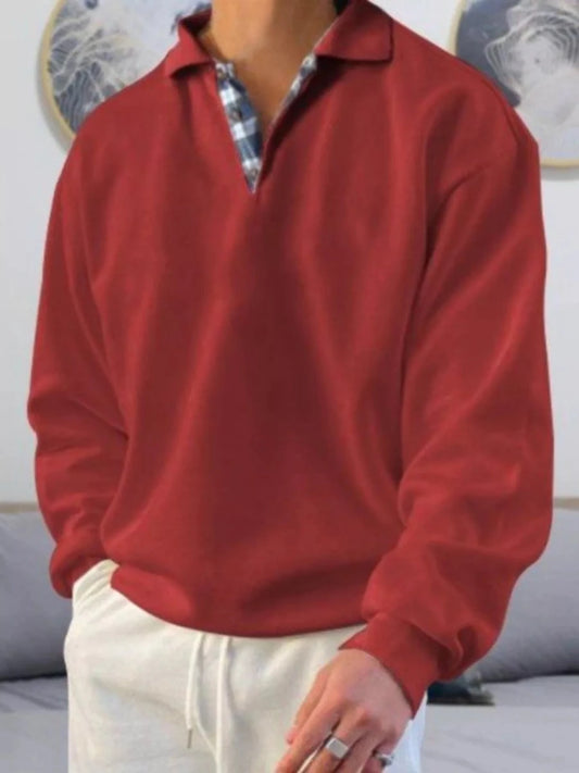 Men's Casual Polo Collar Long Sleeve Top | M-5XL - variant_color - variant_size - variant_option