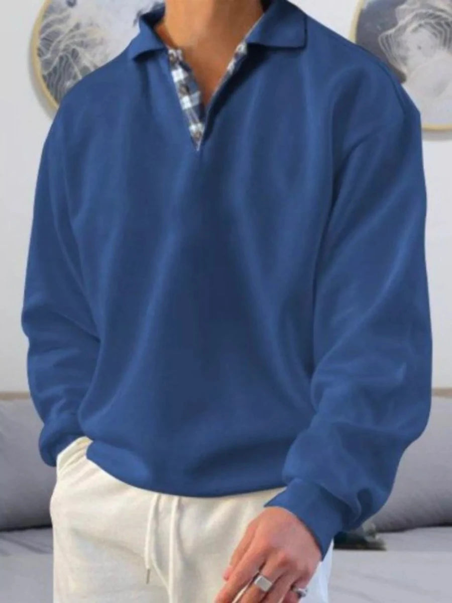 Men's Casual Polo Collar Long Sleeve Top | M-5XL - variant_color - variant_size - variant_option