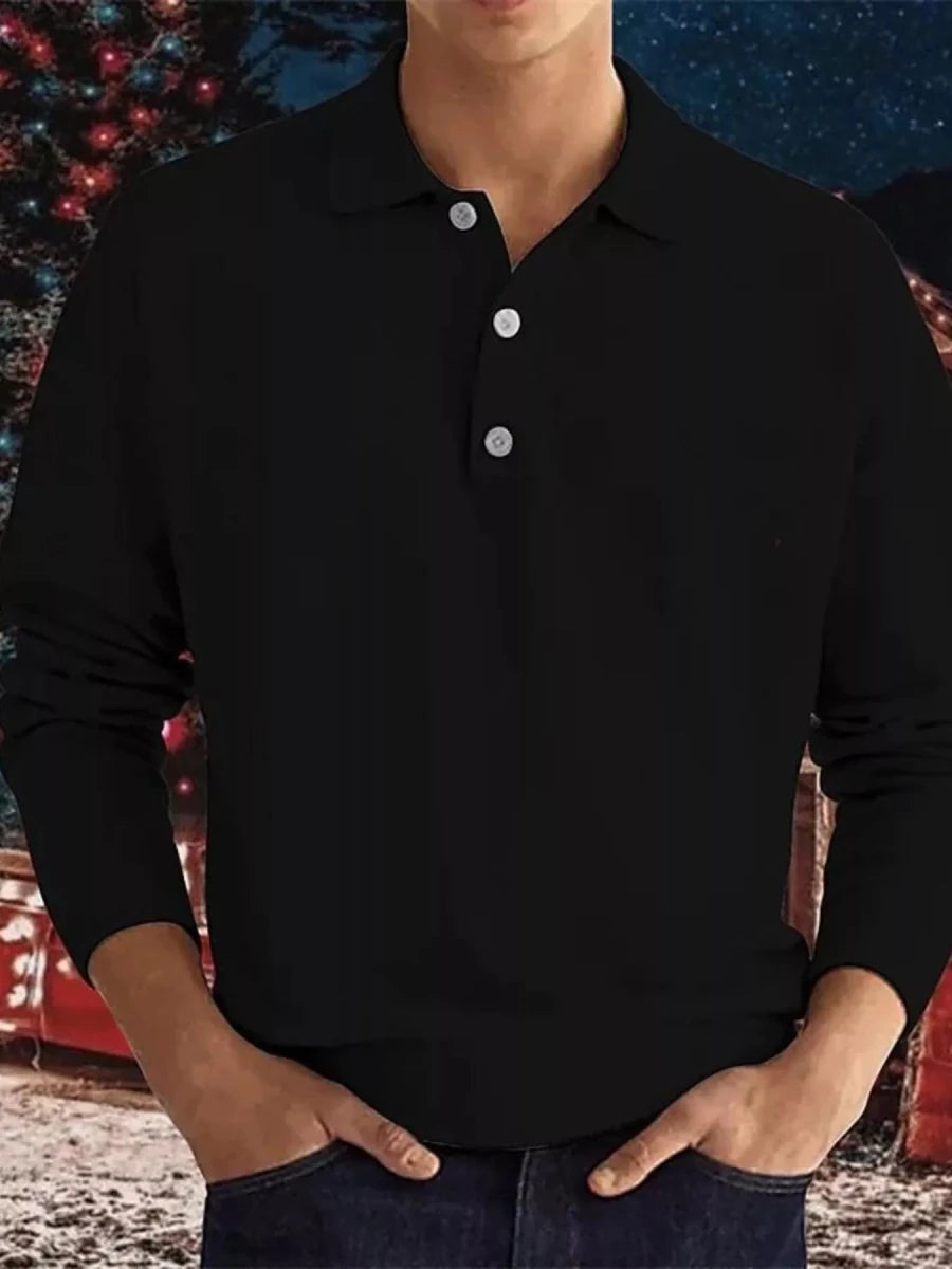 Men's Long Sleeve Casual Polo Shirt | M-3XL - variant_color - variant_size - variant_option