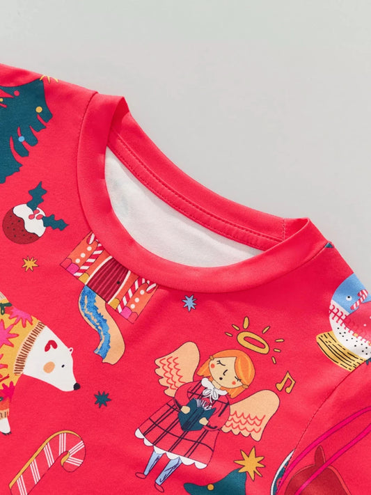 Red Scrambled Christmas | Children's Christmas Pajama Set | 3Y-8Y - #variant_color# - #variant_size# - #variant_option#