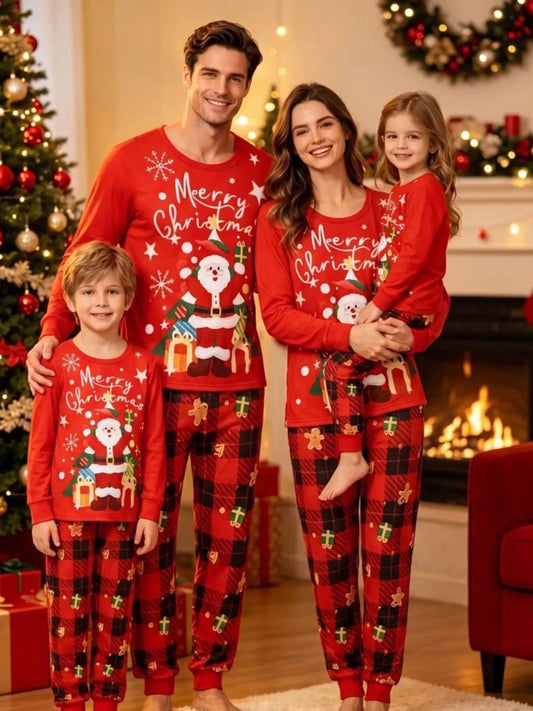 Santa and Plaid Print| Family Matching Christmas Pajama-Lounging Set | S-2XL - #variant_color# - #variant_size# - #variant_option#