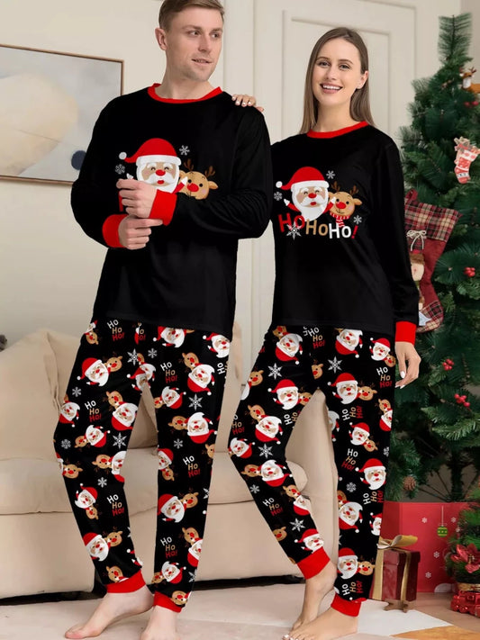 Santa and Reindeer Print | Family Matching Christmas Pajama-Lounging Set | S-4XL - #variant_color# - #variant_size# - #variant_option#
