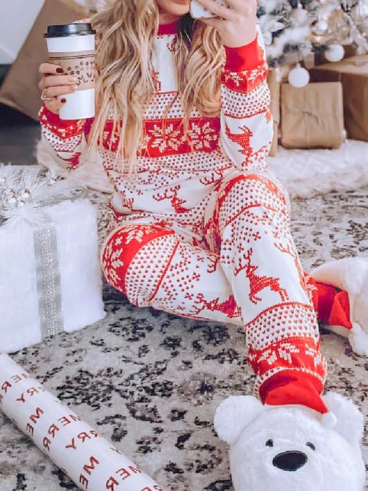 Women's Nordic Winter | Christmas Pajama-Lounging Set | Round Neck Top and Pants | S-3XL - #variant_color# - #variant_size# - #variant_option#