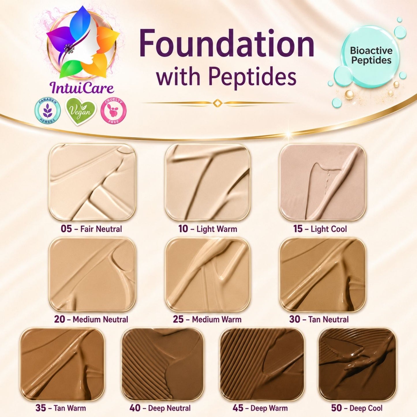 IntuiCare Foundation with Peptides, 10 Light Warm