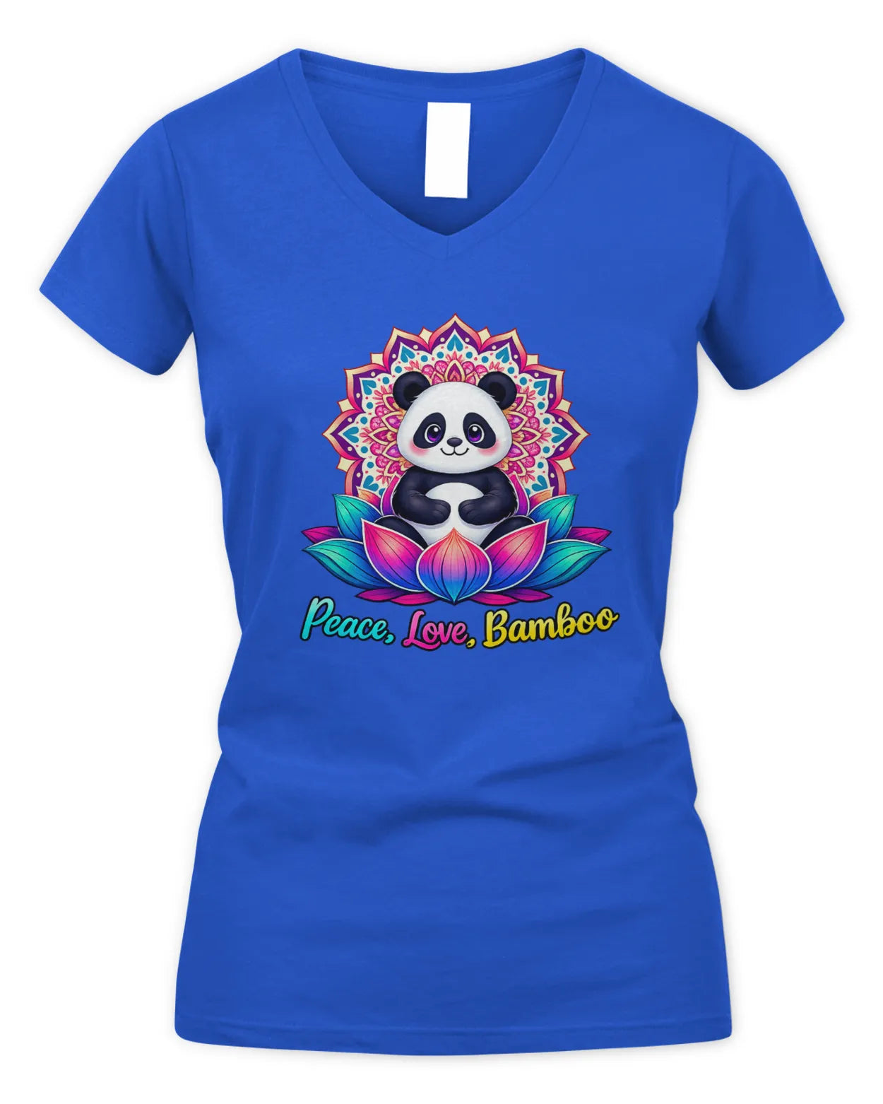 Meditating Panda Graphic Tee | Love, Peace, Bamboo |  V Neck