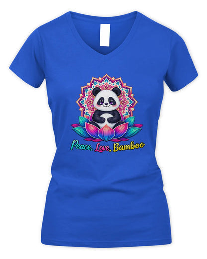 Meditating Panda Graphic Tee | Love, Peace, Bamboo |  V Neck