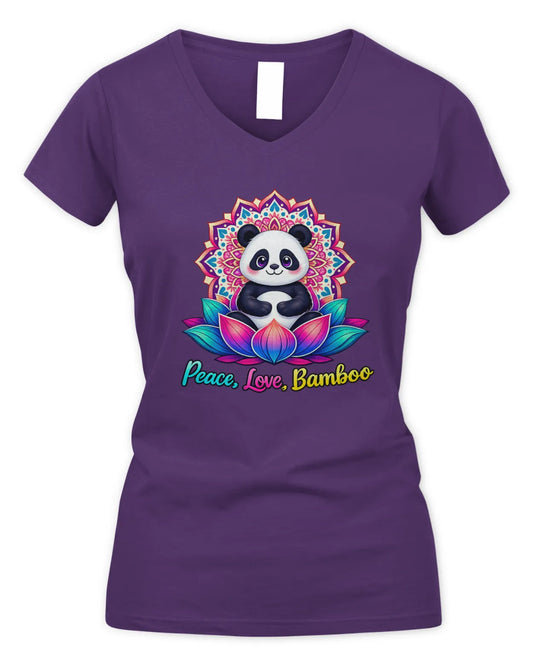 Meditating Panda Graphic Tee | Love, Peace, Bamboo |  V Neck