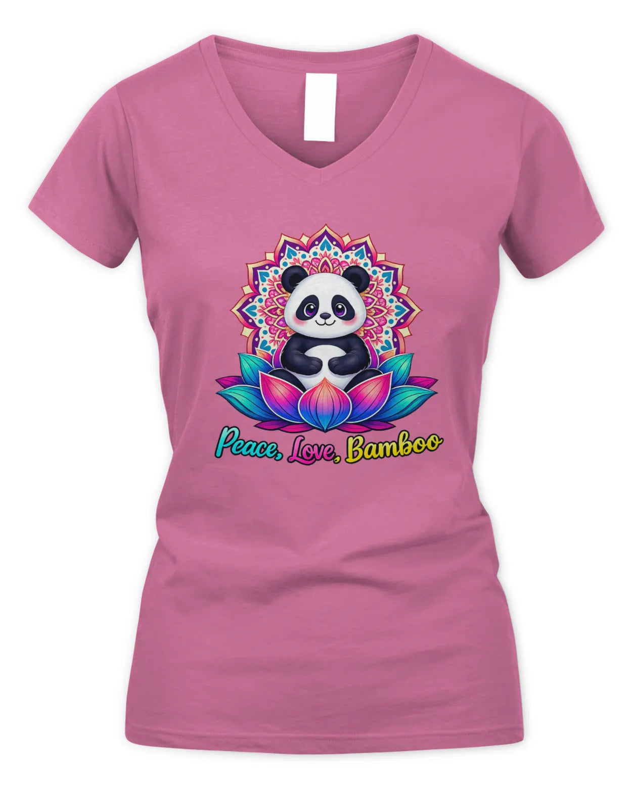 Meditating Panda Graphic Tee | Love, Peace, Bamboo |  V Neck