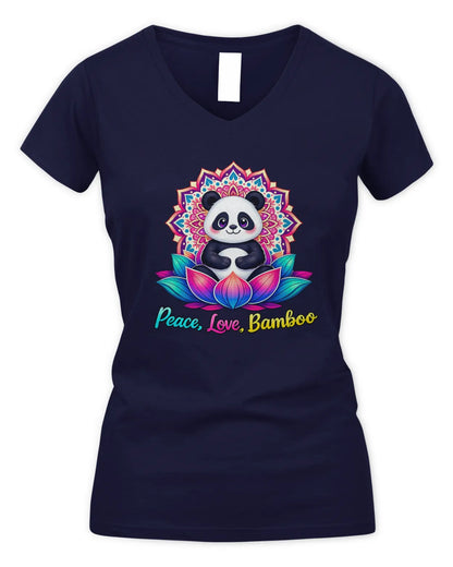Meditating Panda Graphic Tee | Love, Peace, Bamboo |  V Neck