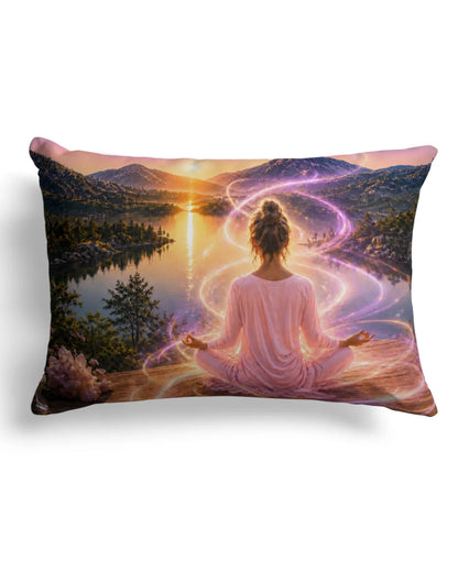 Mountain Meditation | Linen Pillow | Polyester Filling | 13x19 in | Printed on Both Sides