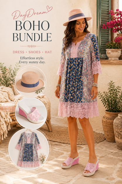 DayDream Summer Bundle- Dress, Hat and Shoes