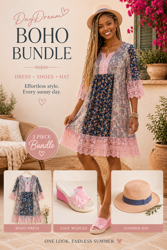 DayDream Summer Bundle- Dress, Hat and Shoes