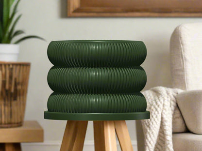 Ribbed Bubble Plant Pot With Drainage and Saucer