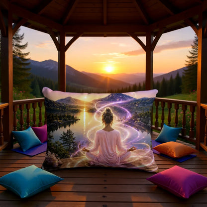 Mountain Meditation | Linen Pillow | Polyester Filling | 13x19 in | Printed on Both Sides