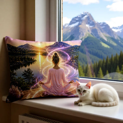 Mountain Meditation | Linen Pillow | Polyester Filling | 13x19 in | Printed on Both Sides