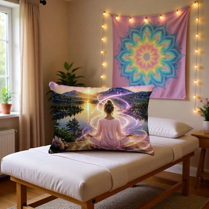 Mountain Meditation | Linen Pillow | Polyester Filling | 13x19 in | Printed on Both Sides