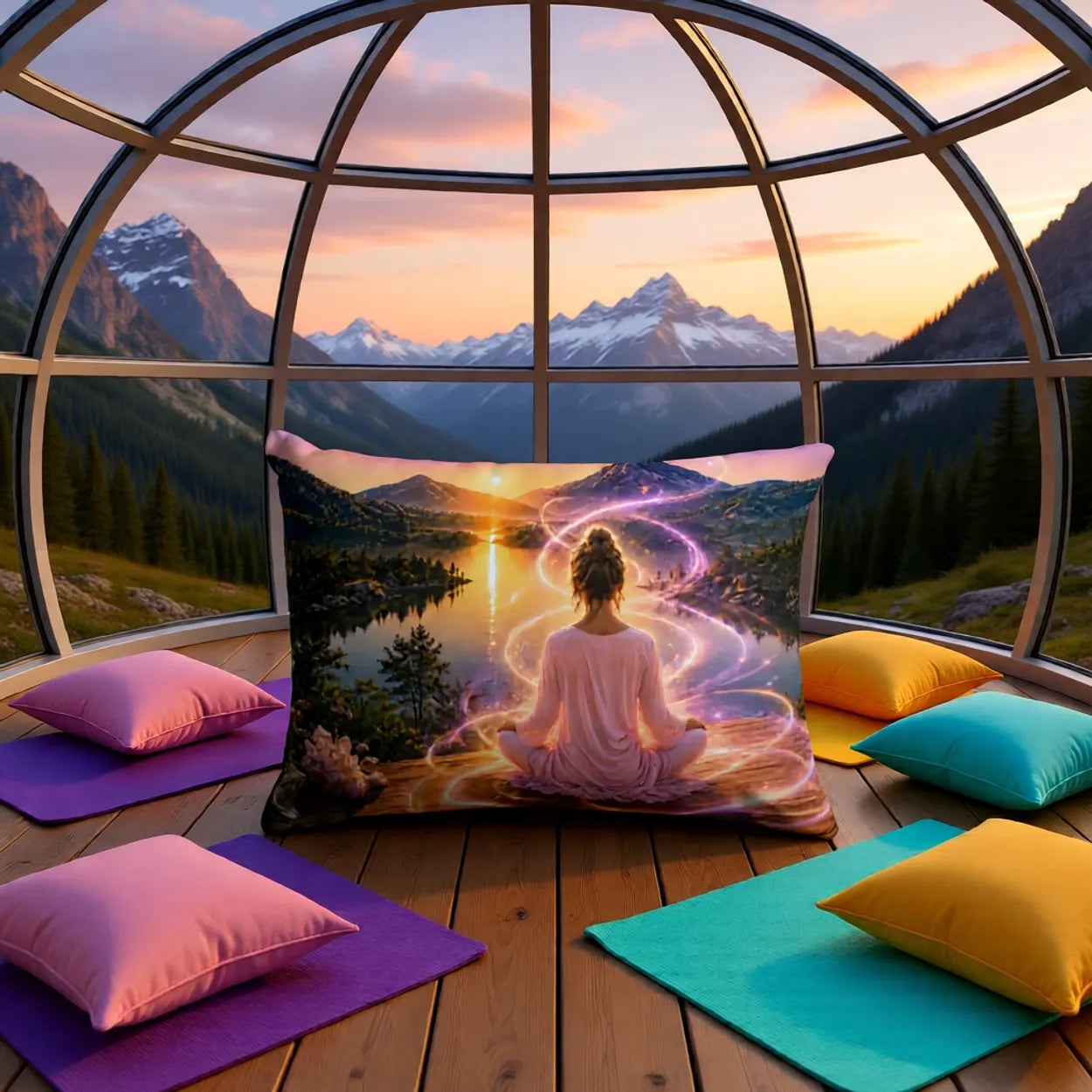 Mountain Meditation | Faux Suede Pillow | Polyester Filling | 13x19 in | Printed on Both Sides