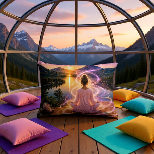 Mountain Meditation | Faux Suede Pillow | Polyester Filling | 13x19 in | Printed on Both Sides