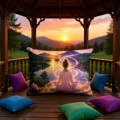 Mountain Meditation | Linen Pillow | Polyester Filling | 13x19 in | Printed on Both Sides