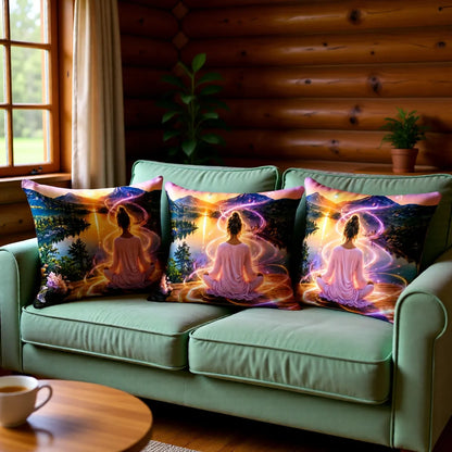 Mountain Meditation | Faux Suede Pillow | Polyester Filling | 13x19 in | Printed on Both Sides