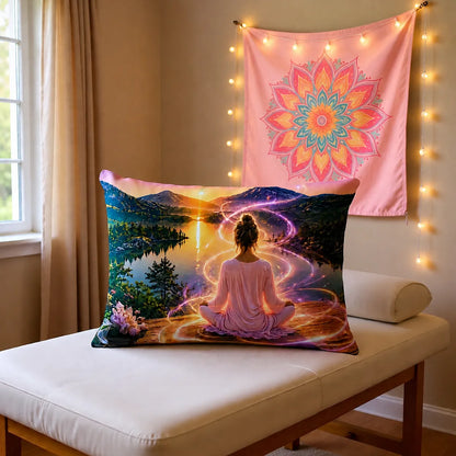 Mountain Meditation | Linen Pillow | Polyester Filling | 13x19 in | Printed on Both Sides
