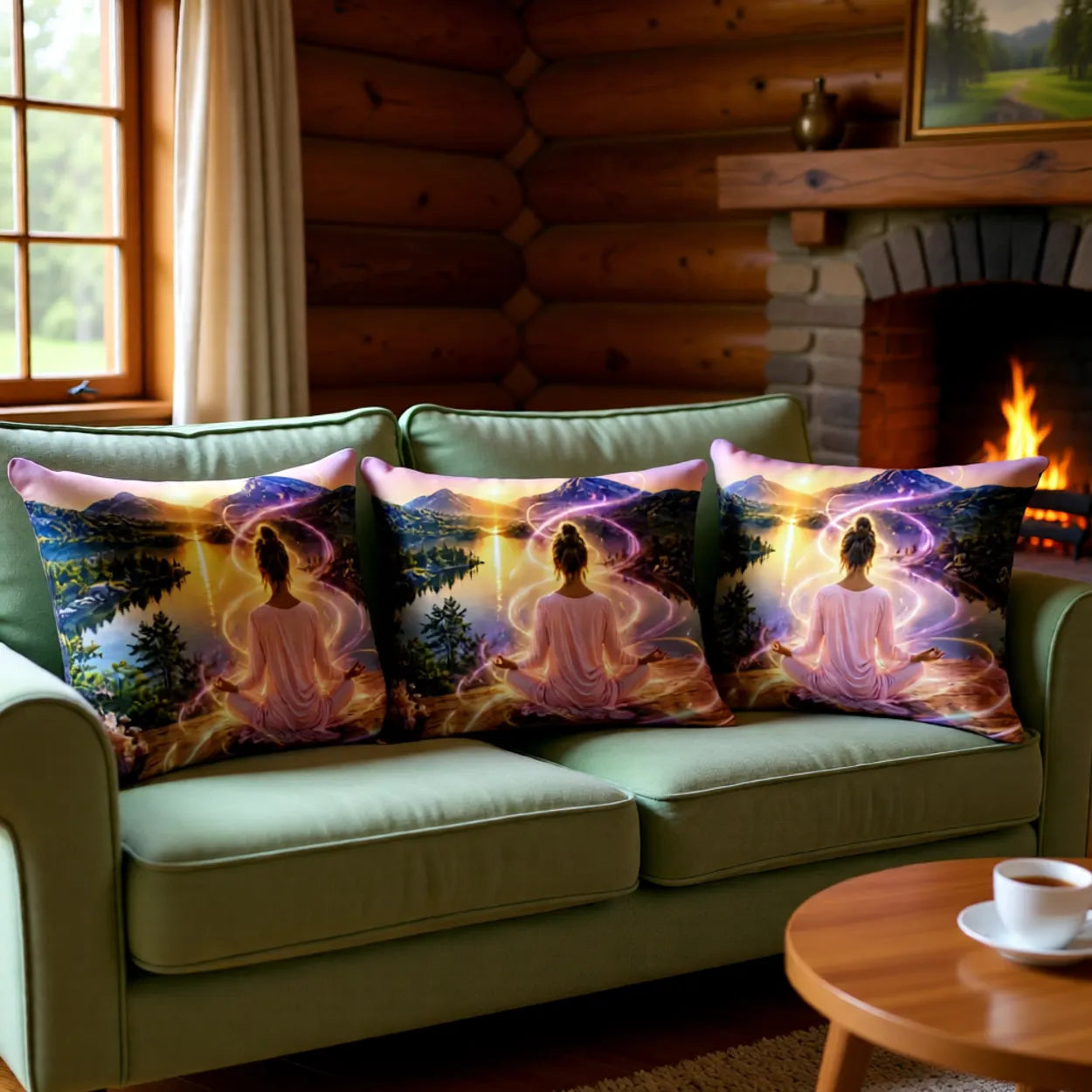Mountain Meditation | Faux Suede Pillow | Polyester Filling | 13x19 in | Printed on Both Sides