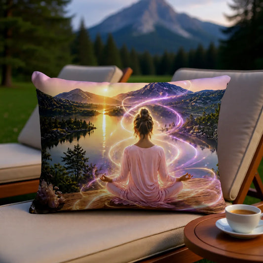 Mountain Meditation | Faux Suede Pillow | Polyester Filling | 13x19 in | Printed on Both Sides