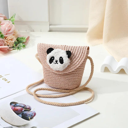Small Woven bag with a panda face design 