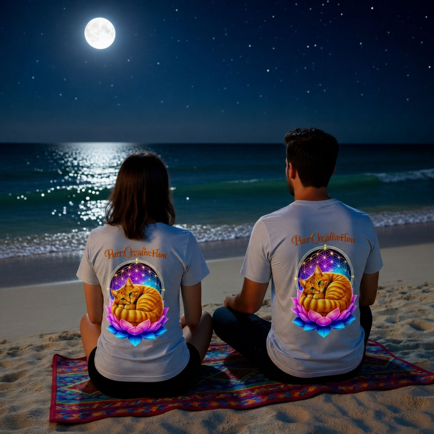 Purr Creative Flow | Lotus Cats Collection | Cat Premium Graphic Tee | Unisex