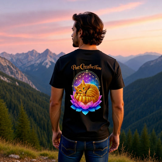 Purr Creative Flow | Lotus Cats Collection | Cat Premium Graphic Tee | Unisex