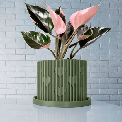 Modern Heart-Shaped Planter with Drainage & Saucer – Unique Valentine’s Day Gift for Plant Lovers, 3d Printed Planter Home Hosting Decor,
