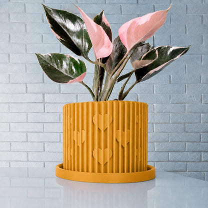 Modern Heart-Shaped Planter with Drainage & Saucer – Unique Valentine’s Day Gift for Plant Lovers, 3d Printed Planter Home Hosting Decor,