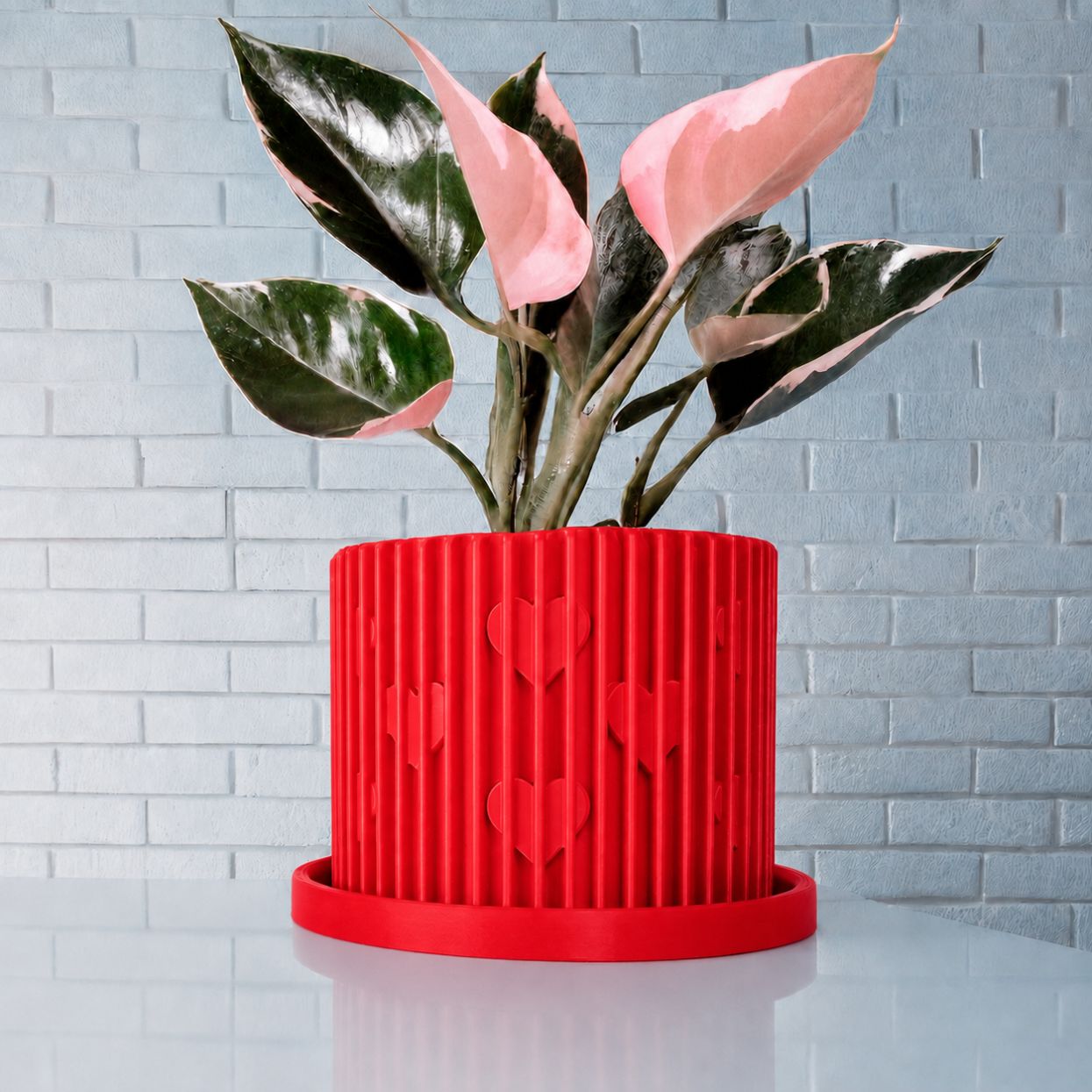 Modern Heart-Shaped Planter with Drainage & Saucer – Unique Valentine’s Day Gift for Plant Lovers, 3d Printed Planter Home Hosting Decor,