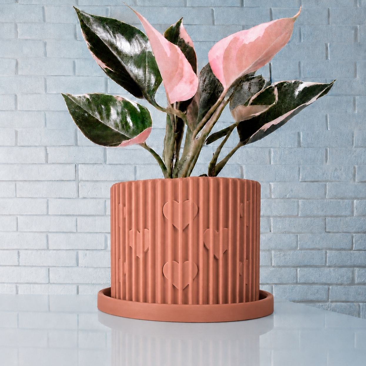 Modern Heart-Shaped Planter with Drainage & Saucer – Unique Valentine’s Day Gift for Plant Lovers, 3d Printed Planter Home Hosting Decor,