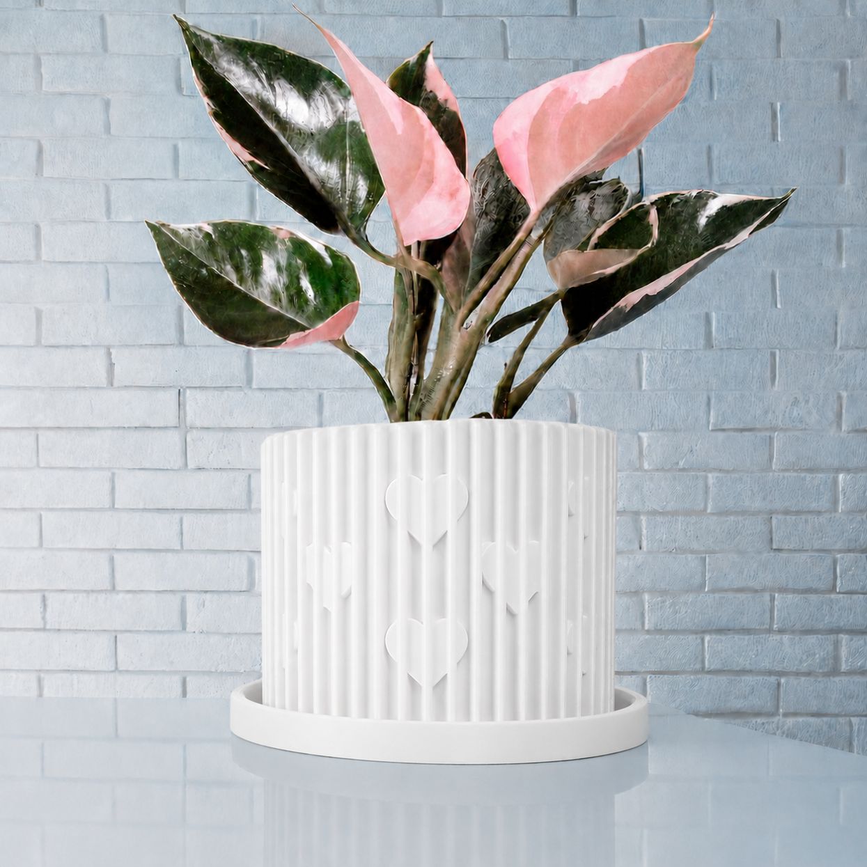 Modern Heart-Shaped Planter with Drainage & Saucer – Unique Valentine’s Day Gift for Plant Lovers, 3d Printed Planter Home Hosting Decor,