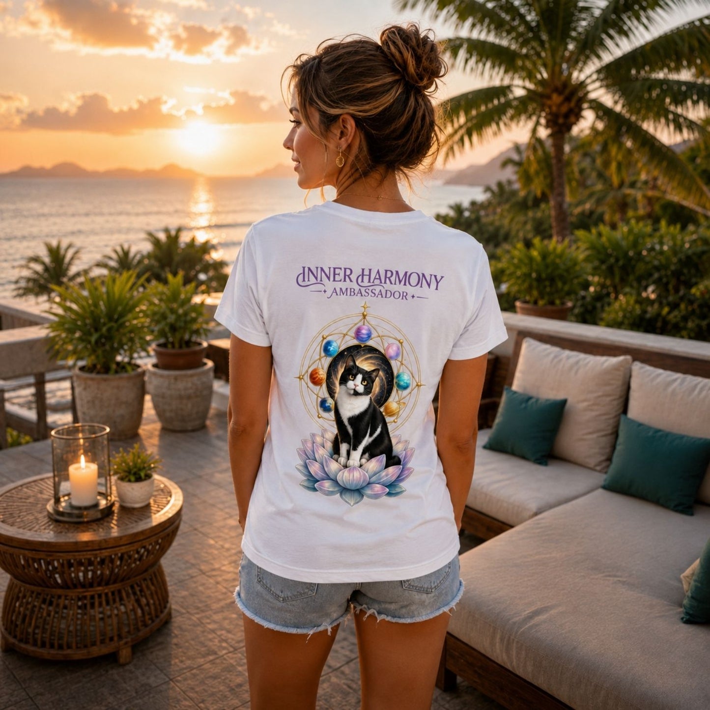 Inner Harmony Ambassador | Lotus Cats Collection | Cat Premium Graphic Tee | Unisex