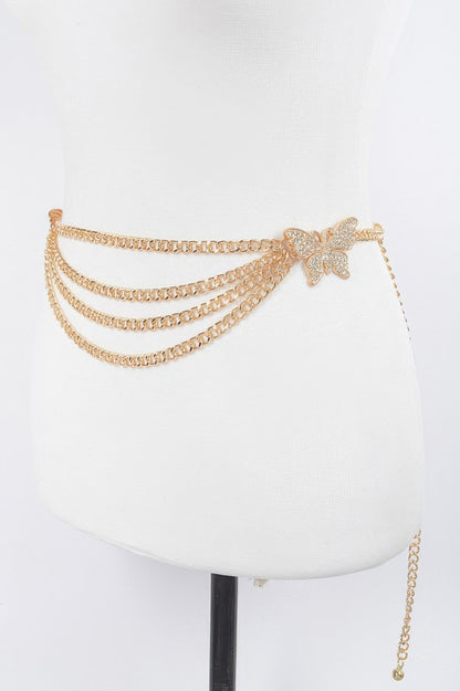 Butterfly Buckle Layered Chain Belt - Meta Description