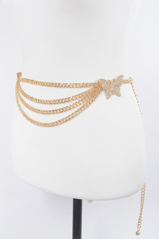 Butterfly Buckle Layered Chain Belt - Meta Description