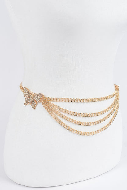 Butterfly Buckle Layered Chain Belt - Meta Description
