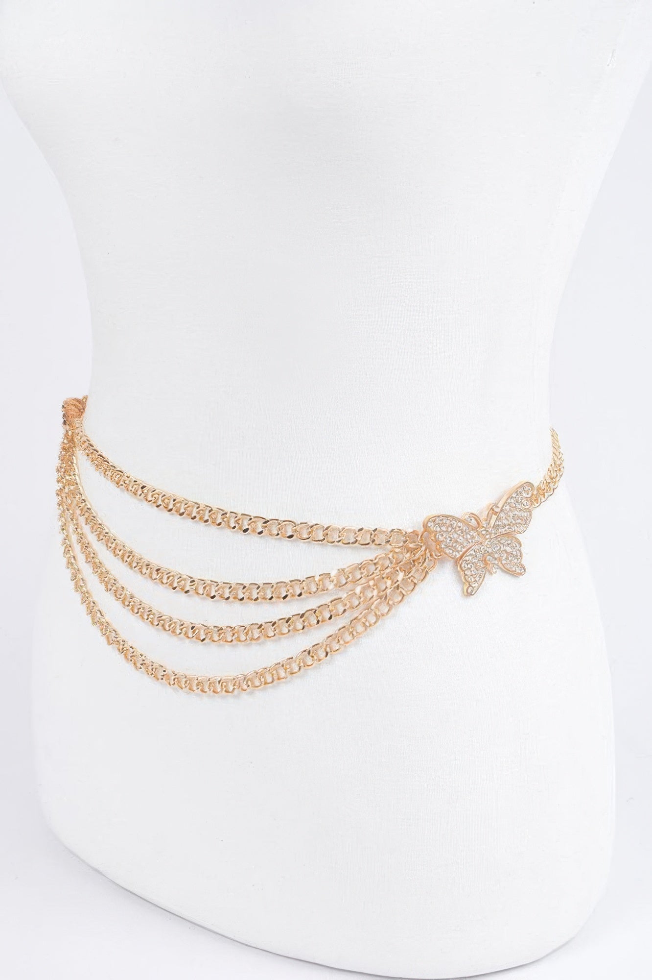 Butterfly Buckle Layered Chain Belt - Meta Description