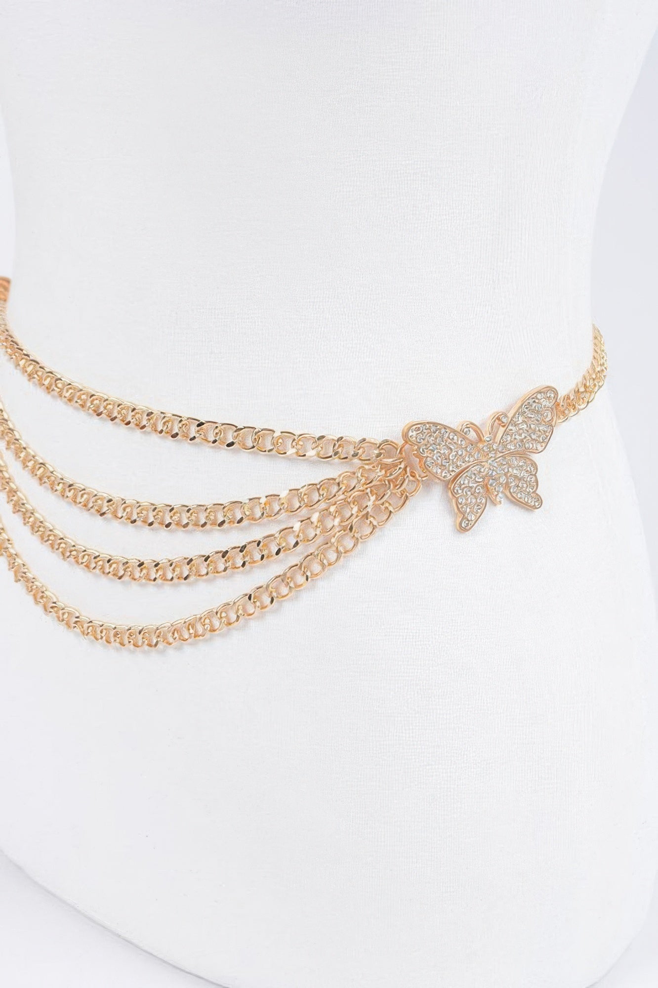 Butterfly Buckle Layered Chain Belt - Meta Description