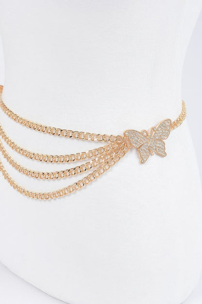 Butterfly Buckle Layered Chain Belt - Meta Description