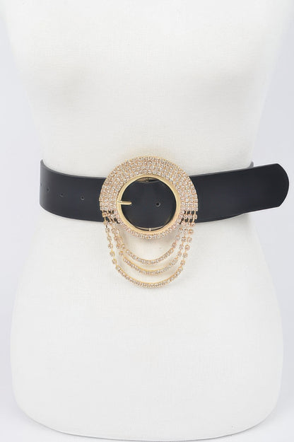 Rhinestone Round Buckle Plus Size Belt - Meta Description