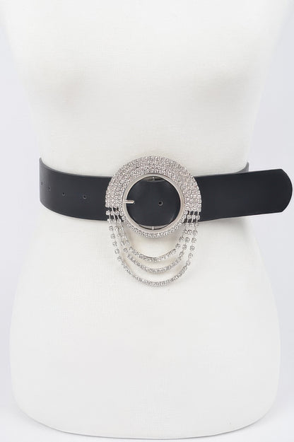 Rhinestone Round Buckle Plus Size Belt - Meta Description