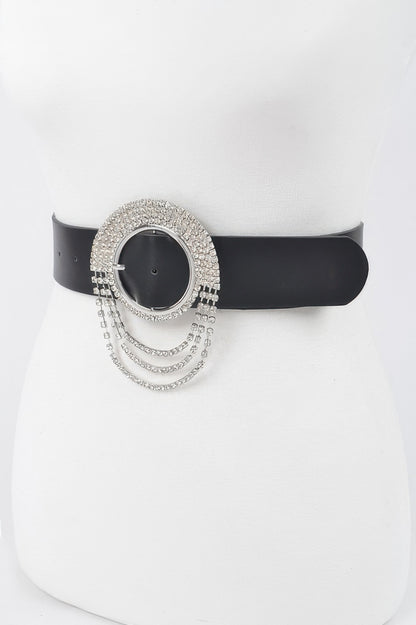 Rhinestone Round Buckle Plus Size Belt - Meta Description