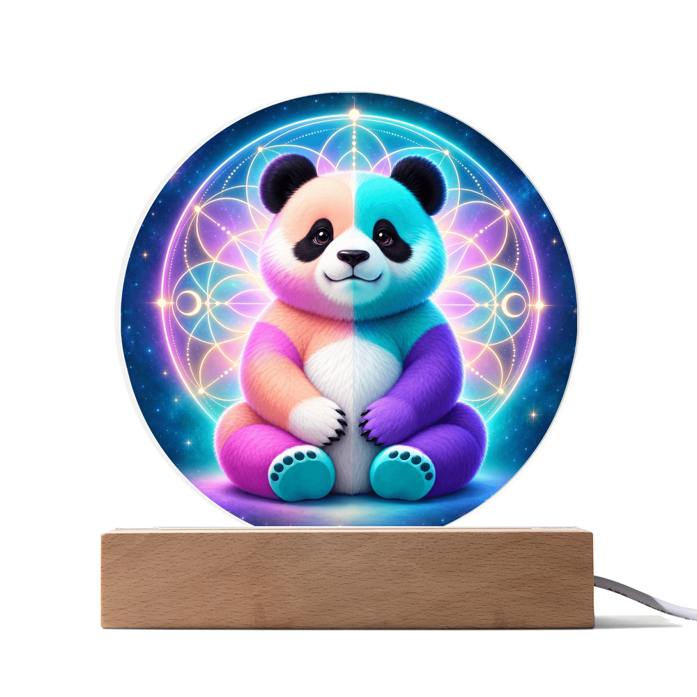 Cotton Candy Panda | Acrylic Round LED Plaque